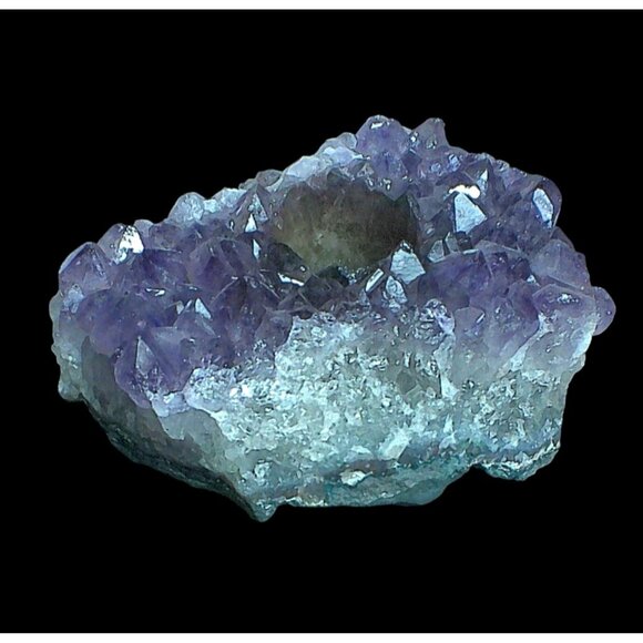 Genuine Amethyst Crystal Tealight Candle Holder With Natural Point Design - Picture 1 of 6